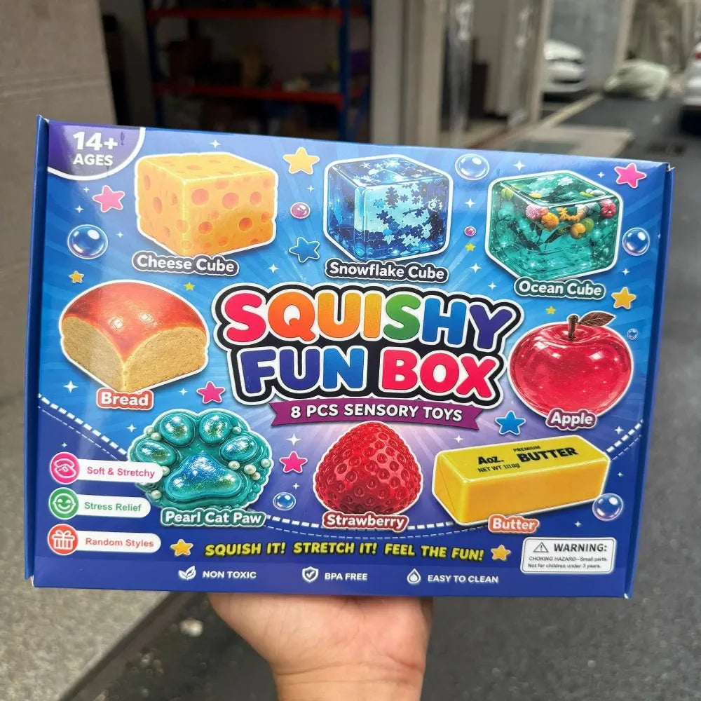 Squishy Surprise Box - 8 Slow-Rising Stress Relief Toys