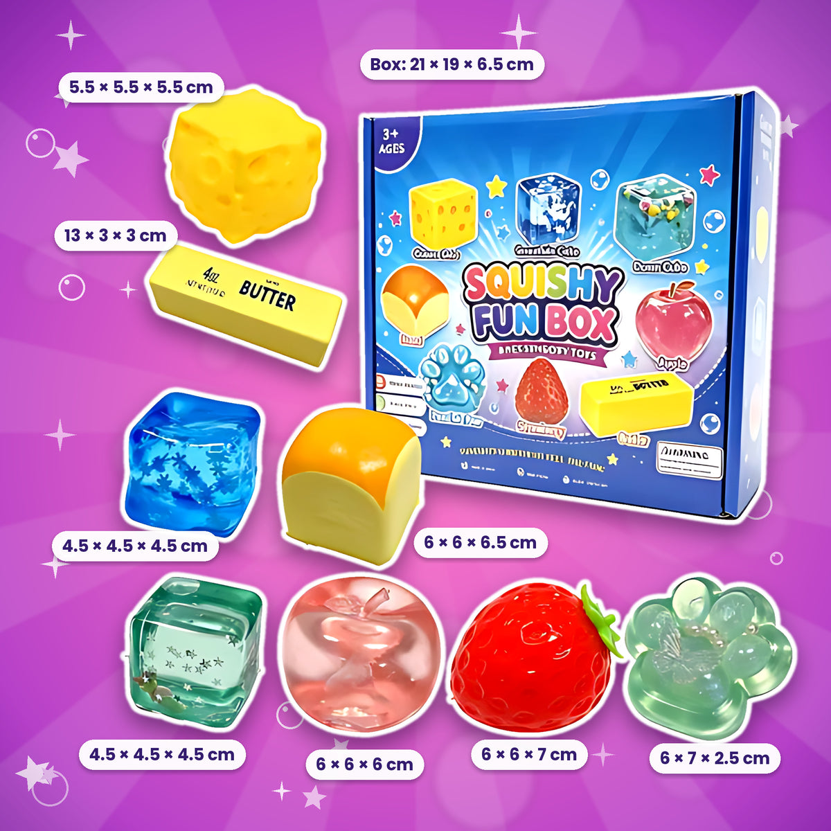 Squishy Surprise Box - 8 Slow-Rising Stress Relief Toys